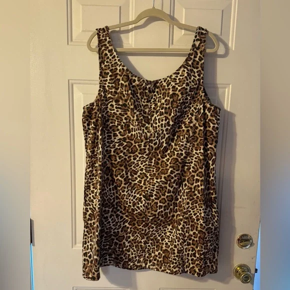 BNWOT GAP Ultrasoft Denim Leopard Mini Dress with pockets size XL - Picture 5 of 5